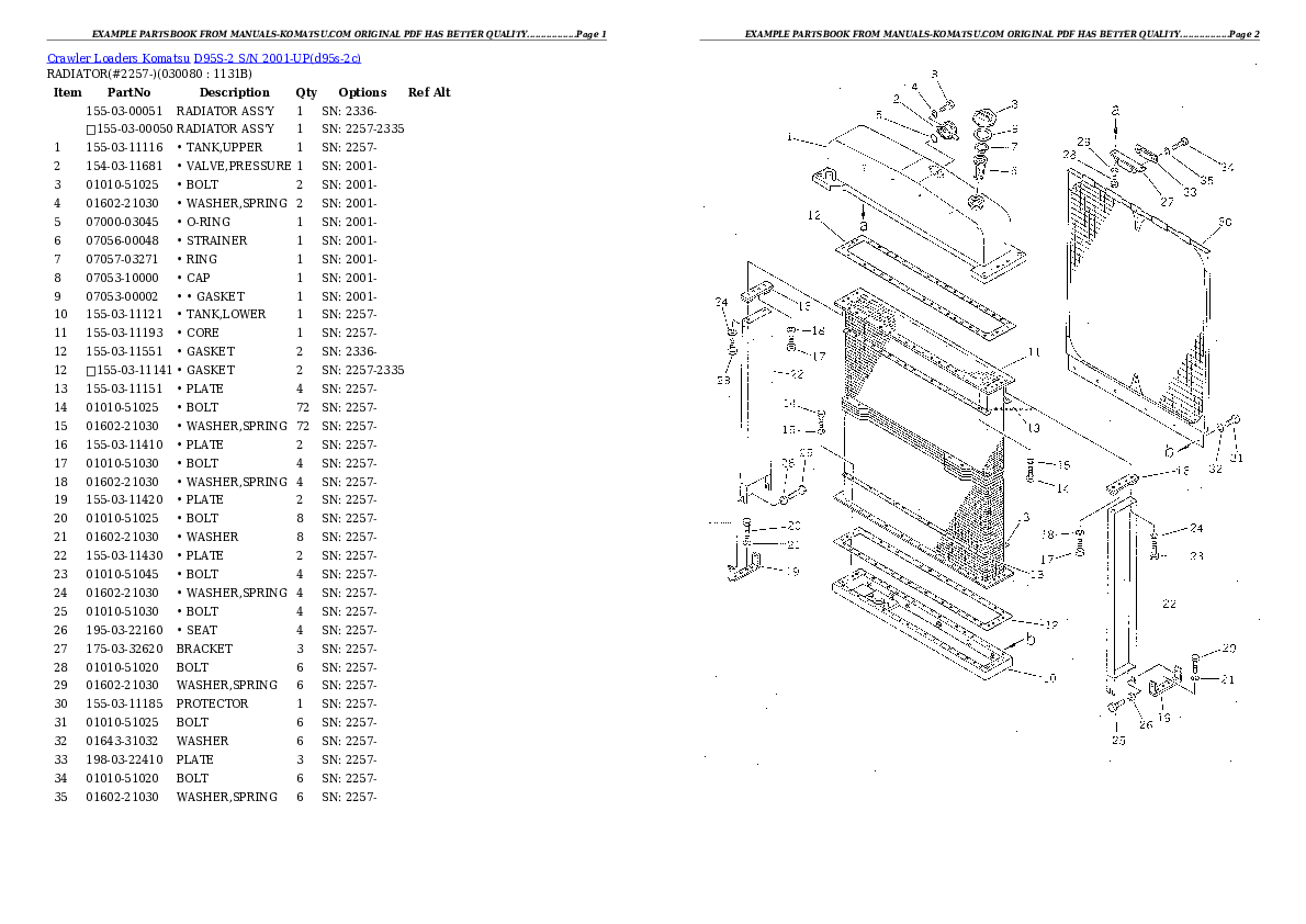 Protected: D95S-2 S/N 2001-UP Partsbook