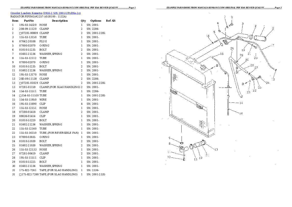 Protected: D95S-2 S/N 2001-UP Partsbook