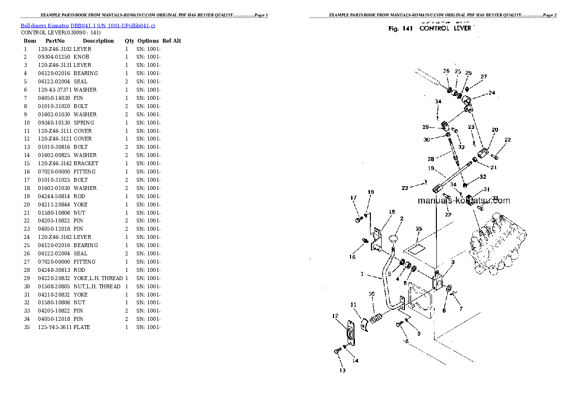 Protected: DBB041-1 S/N 1001-UP Partsbook