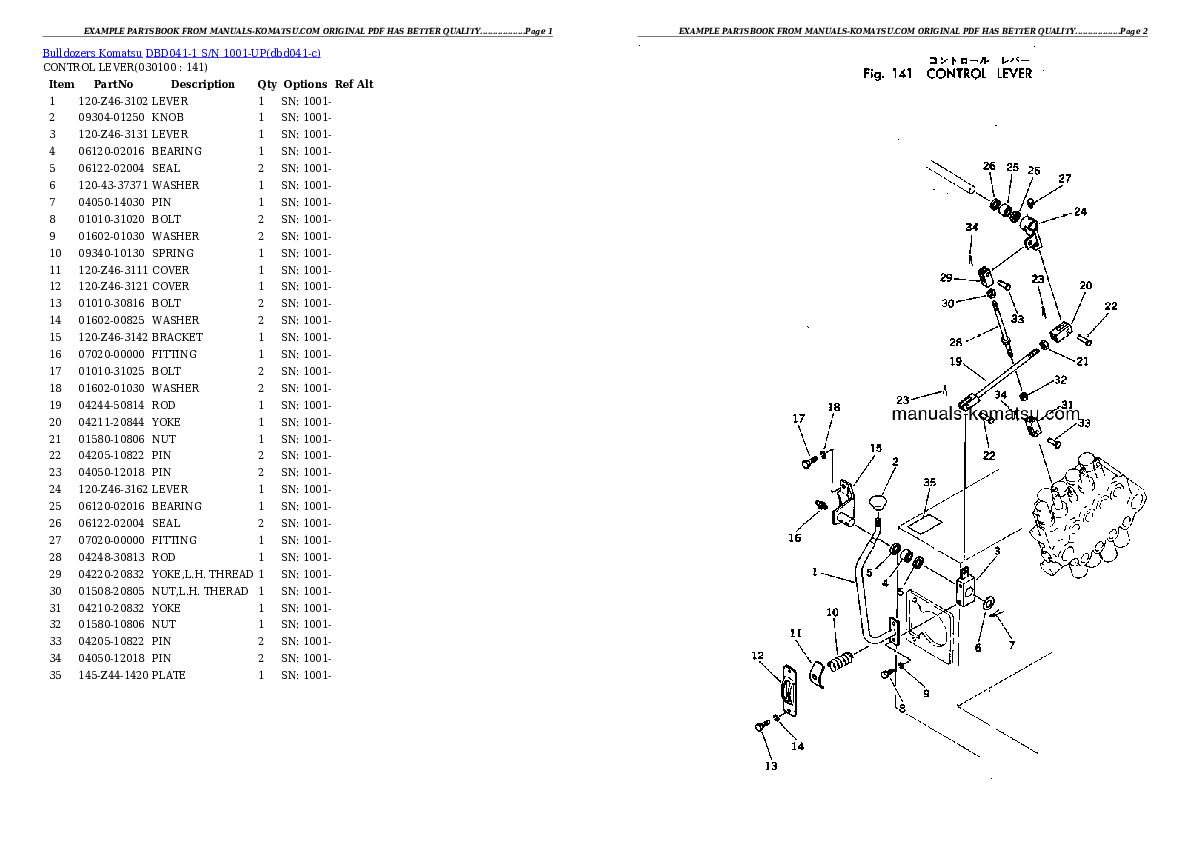 Protected: DBD041-1 S/N 1001-UP Partsbook