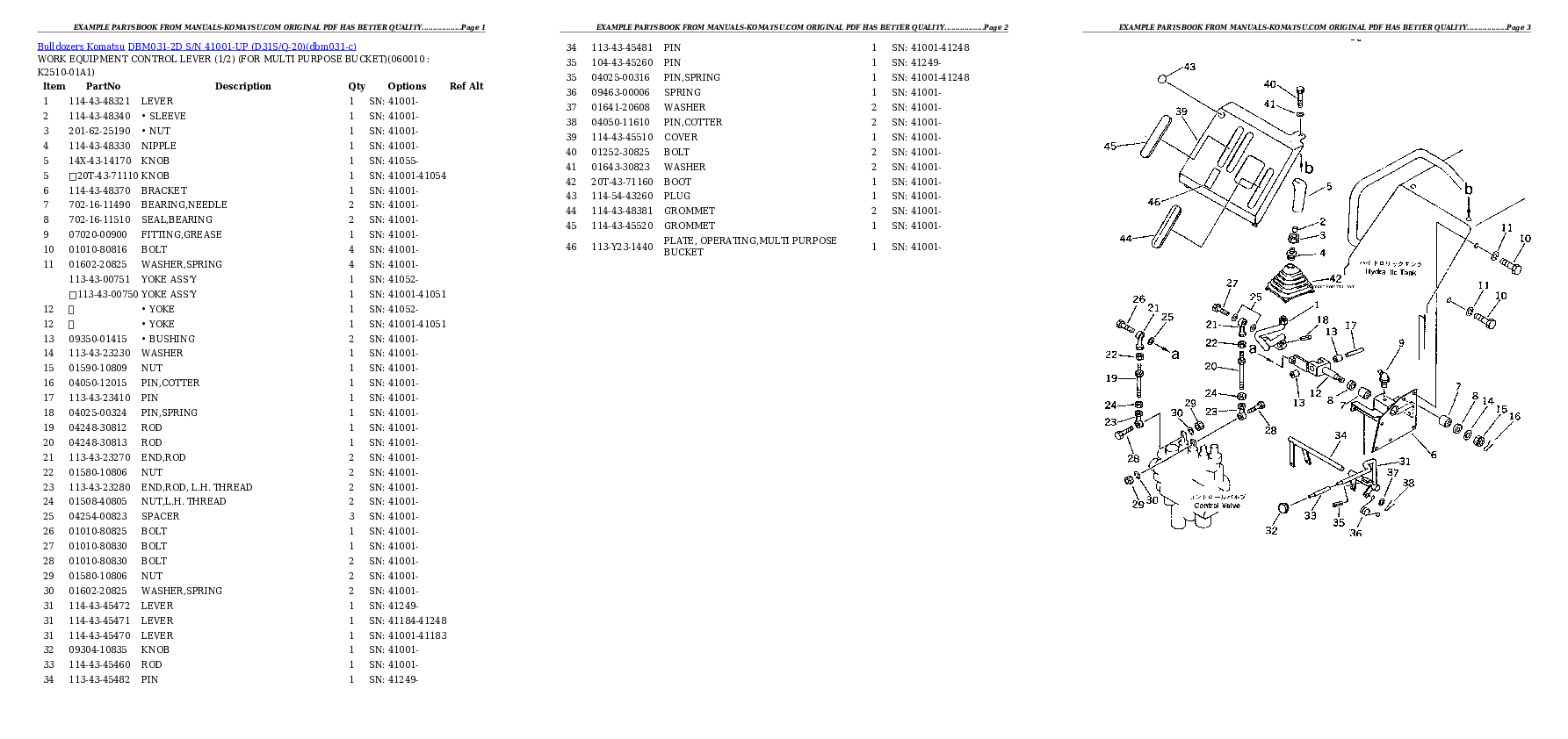 DBM031-2D S/N 41001-UP (D31S/Q-20) Partsbook