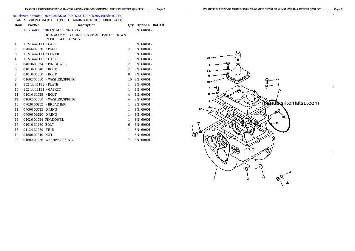 Protected: DDM020-5K-AC S/N 60001-UP (D20A-6) Partsbook