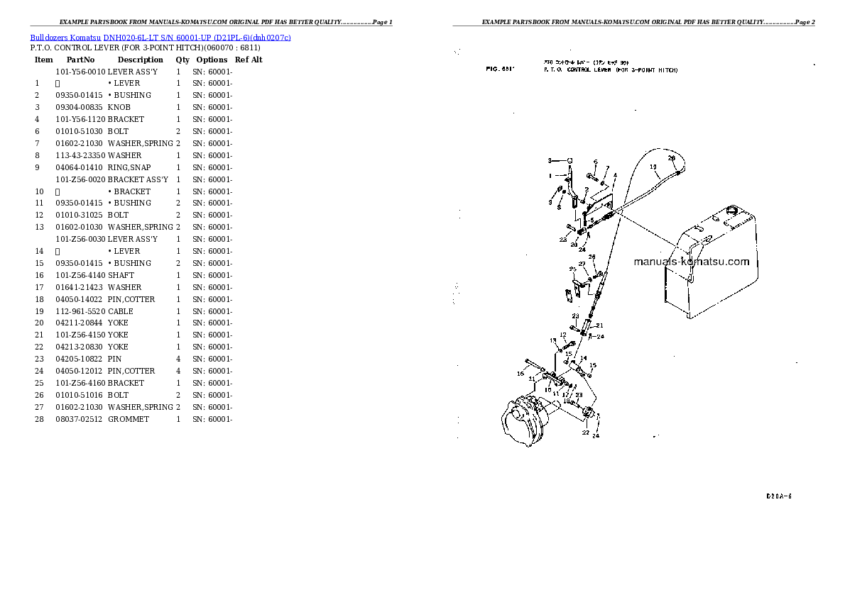 Protected: DNH020-6L-LT S/N 60001-UP (D21PL-6) Partsbook