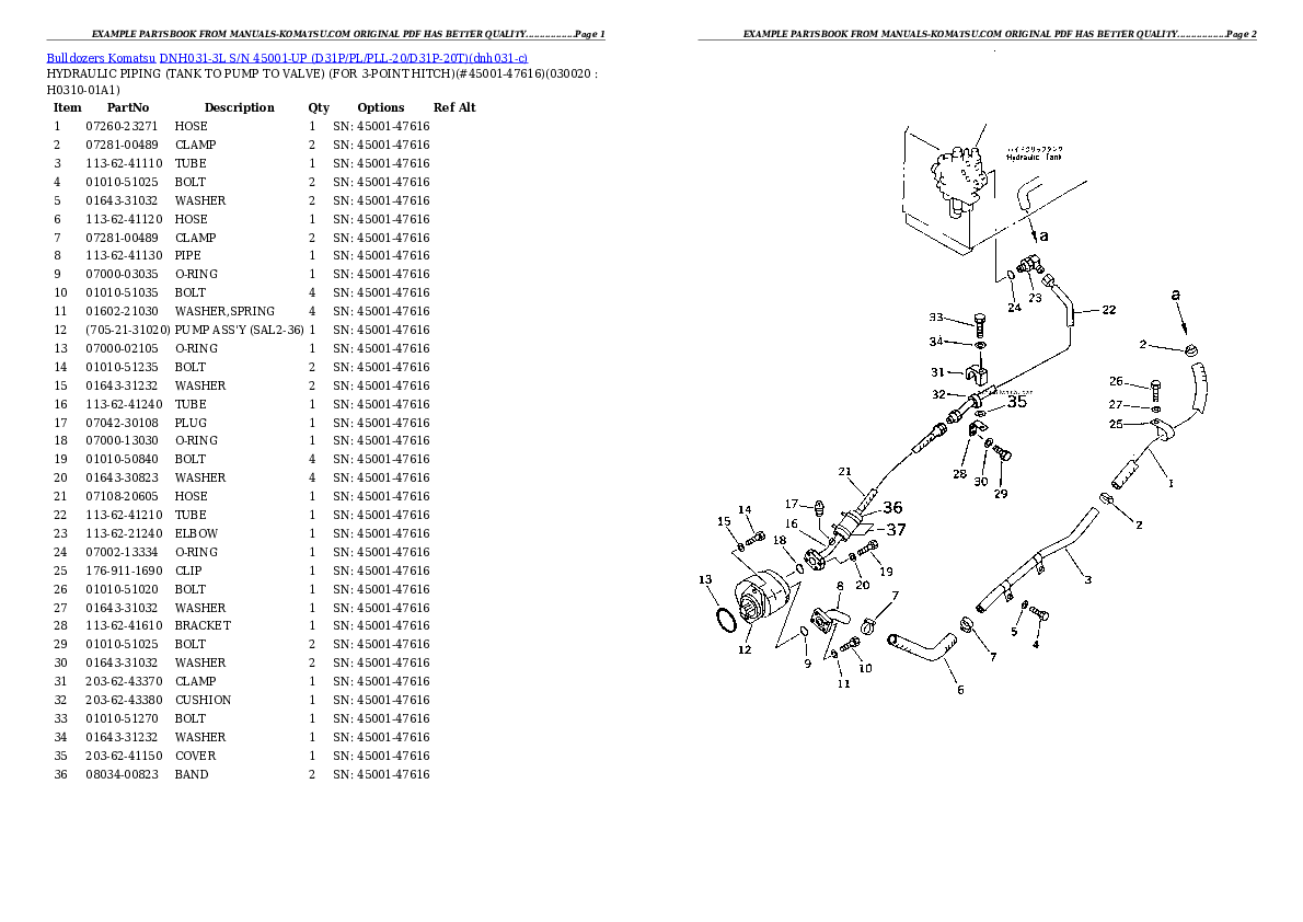 DNH031-3L S/N 45001-UP (D31P/PL/PLL-20/D31P-20T) Partsbook