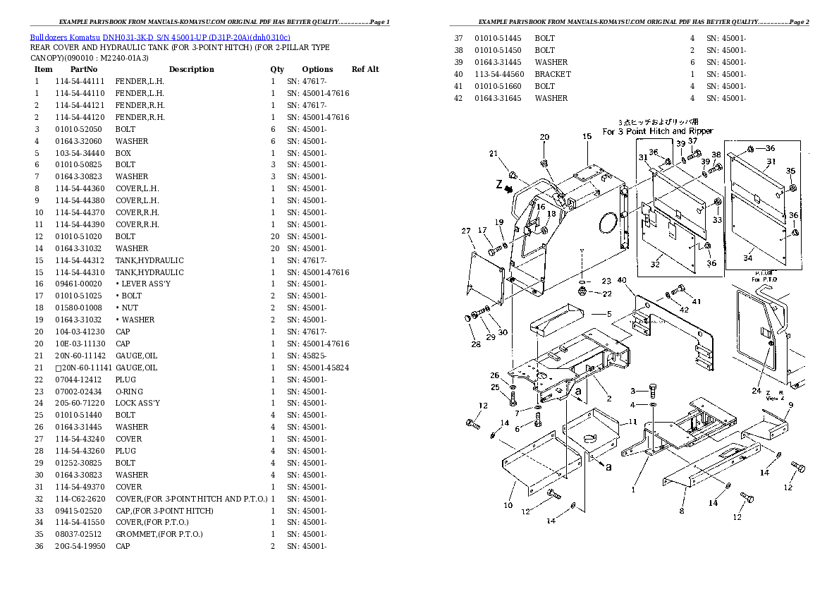 Protected: DNH031-3K-D S/N 45001-UP (D31P-20A) Partsbook