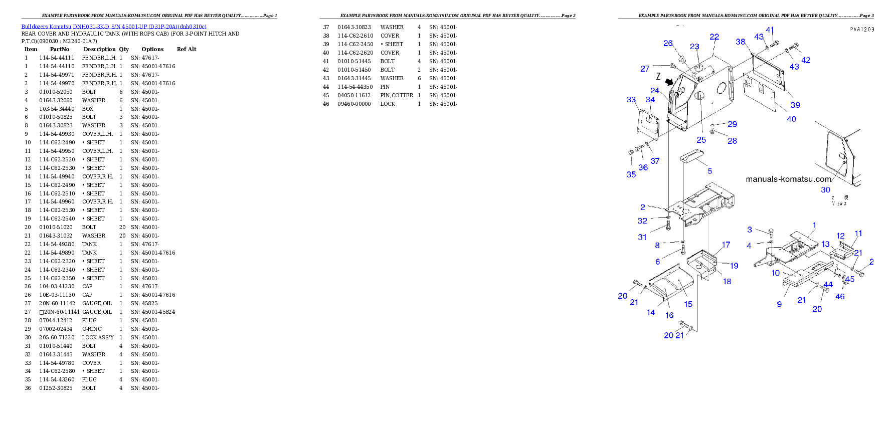 Protected: DNH031-3K-D S/N 45001-UP (D31P-20A) Partsbook