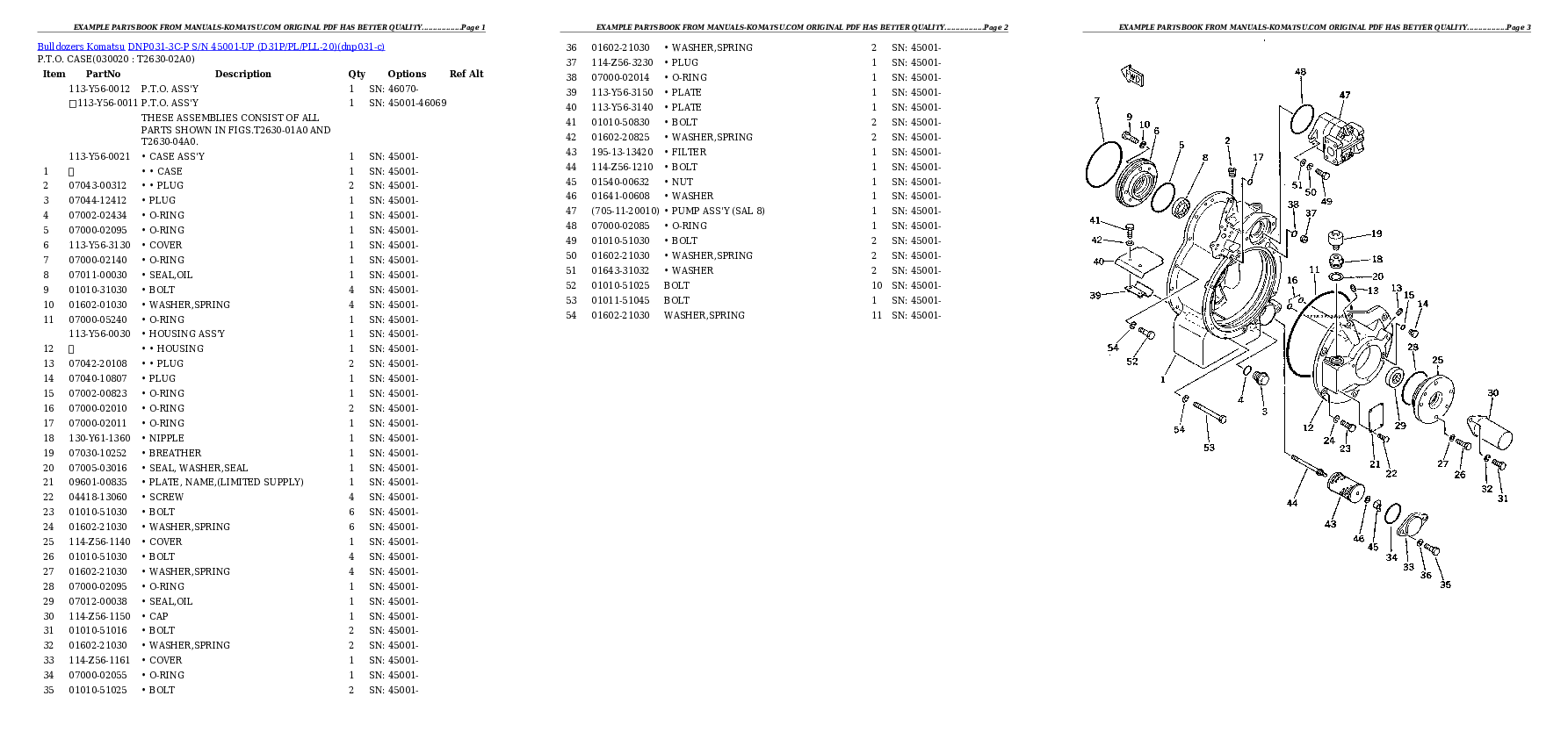 DNP031-3C-P S/N 45001-UP (D31P/PL/PLL-20) Partsbook