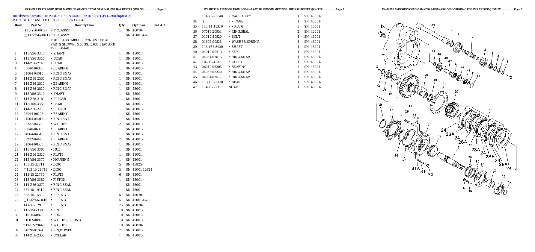 DNP031-3C-P S/N 45001-UP (D31P/PL/PLL-20) Partsbook