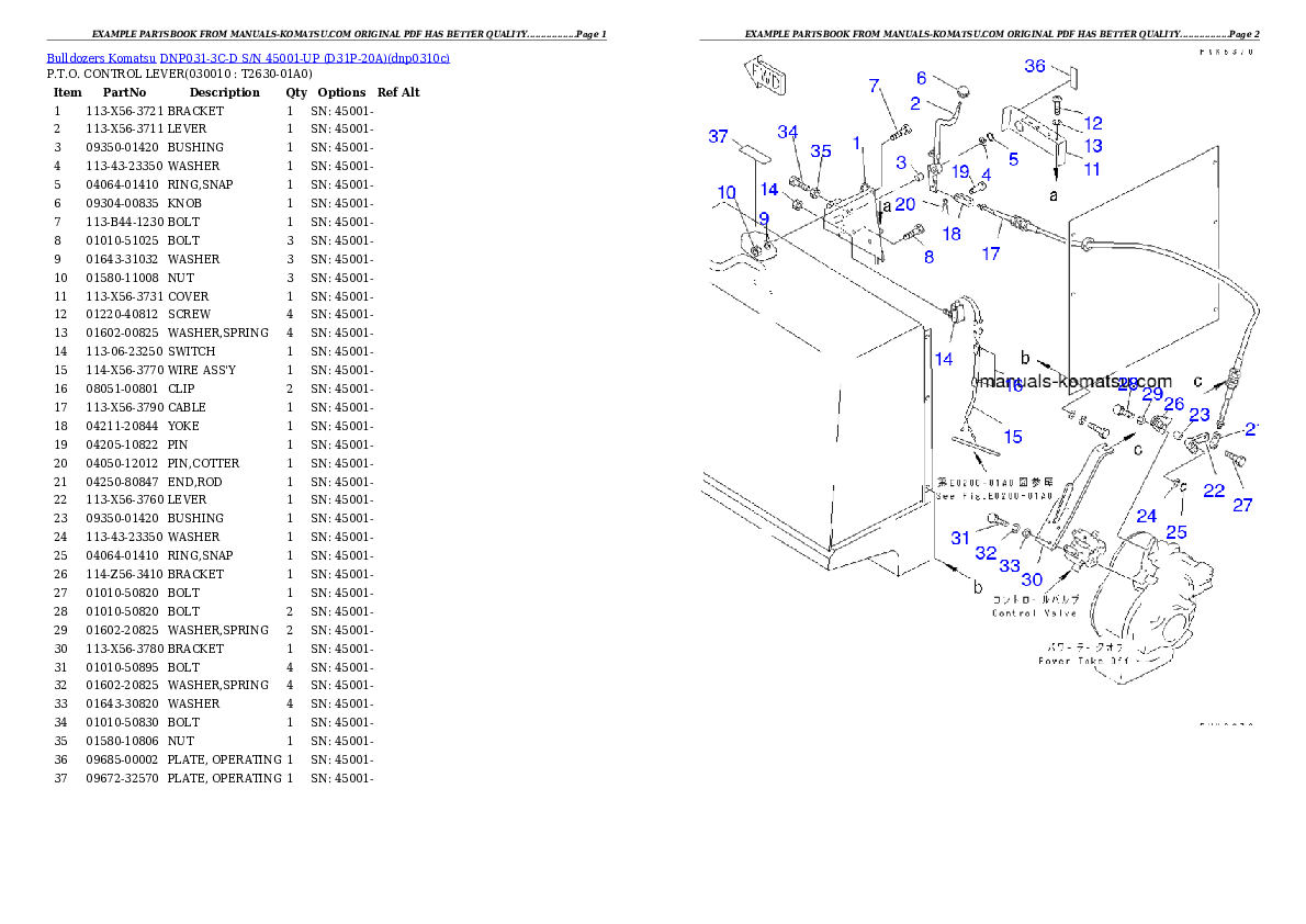 DNP031-3C-D S/N 45001-UP (D31P-20A) Partsbook
