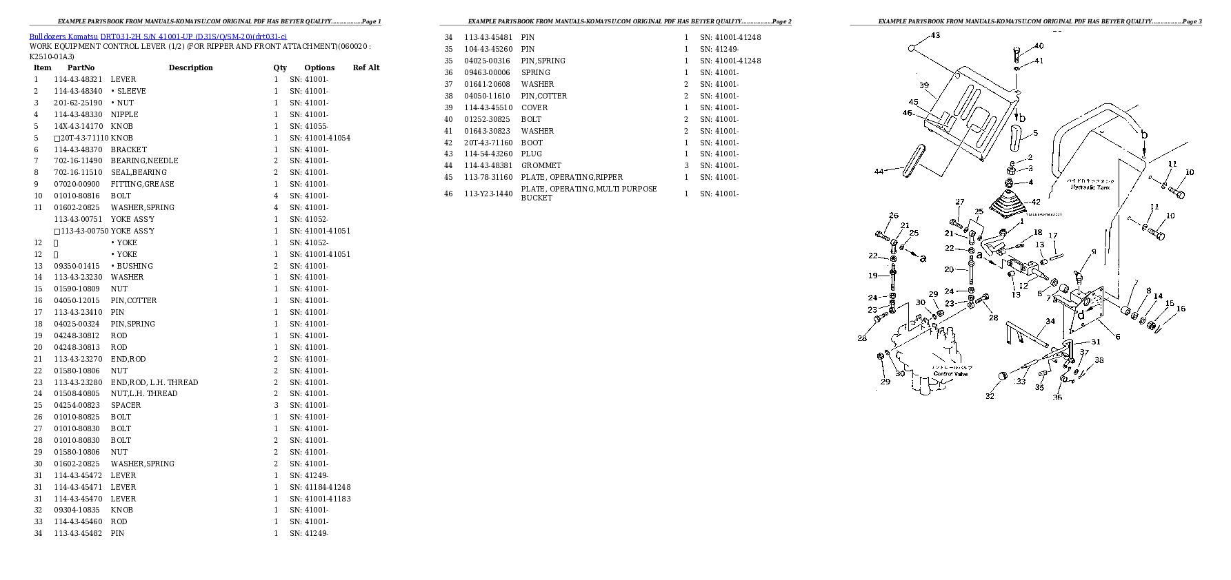 Protected: DRT031-2H S/N 41001-UP (D31S/Q/SM-20) Partsbook
