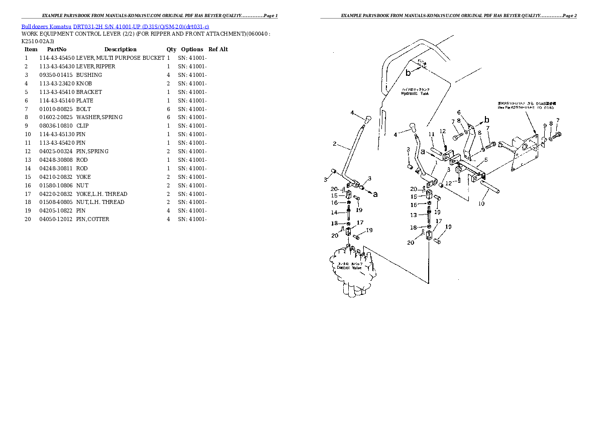 Protected: DRT031-2H S/N 41001-UP (D31S/Q/SM-20) Partsbook