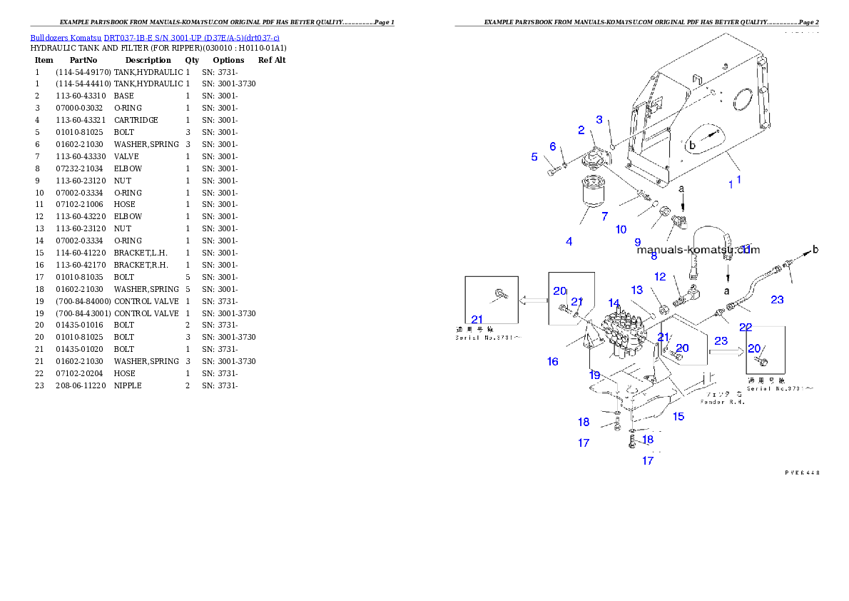 DRT037-1B-E S/N 3001-UP (D37E/A-5) Partsbook