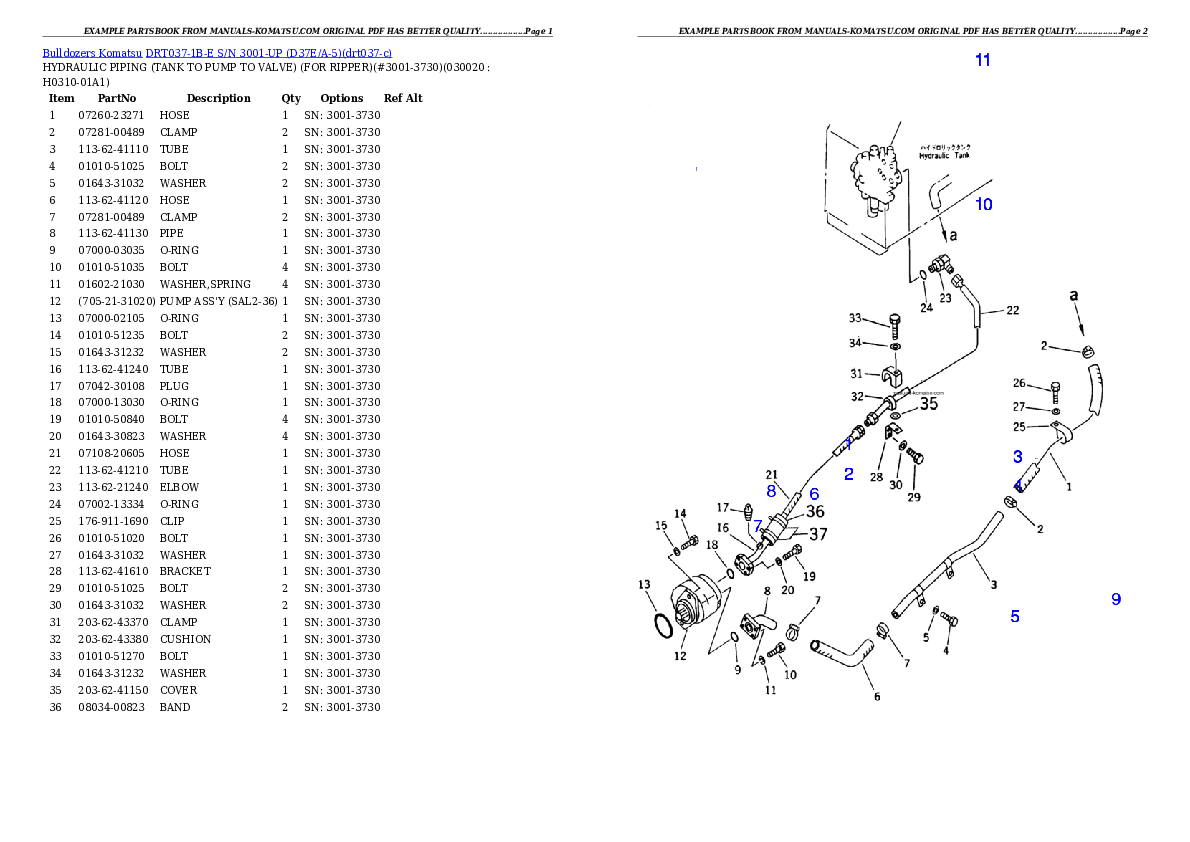 Protected: DRT037-1B-E S/N 3001-UP (D37E/A-5) Partsbook