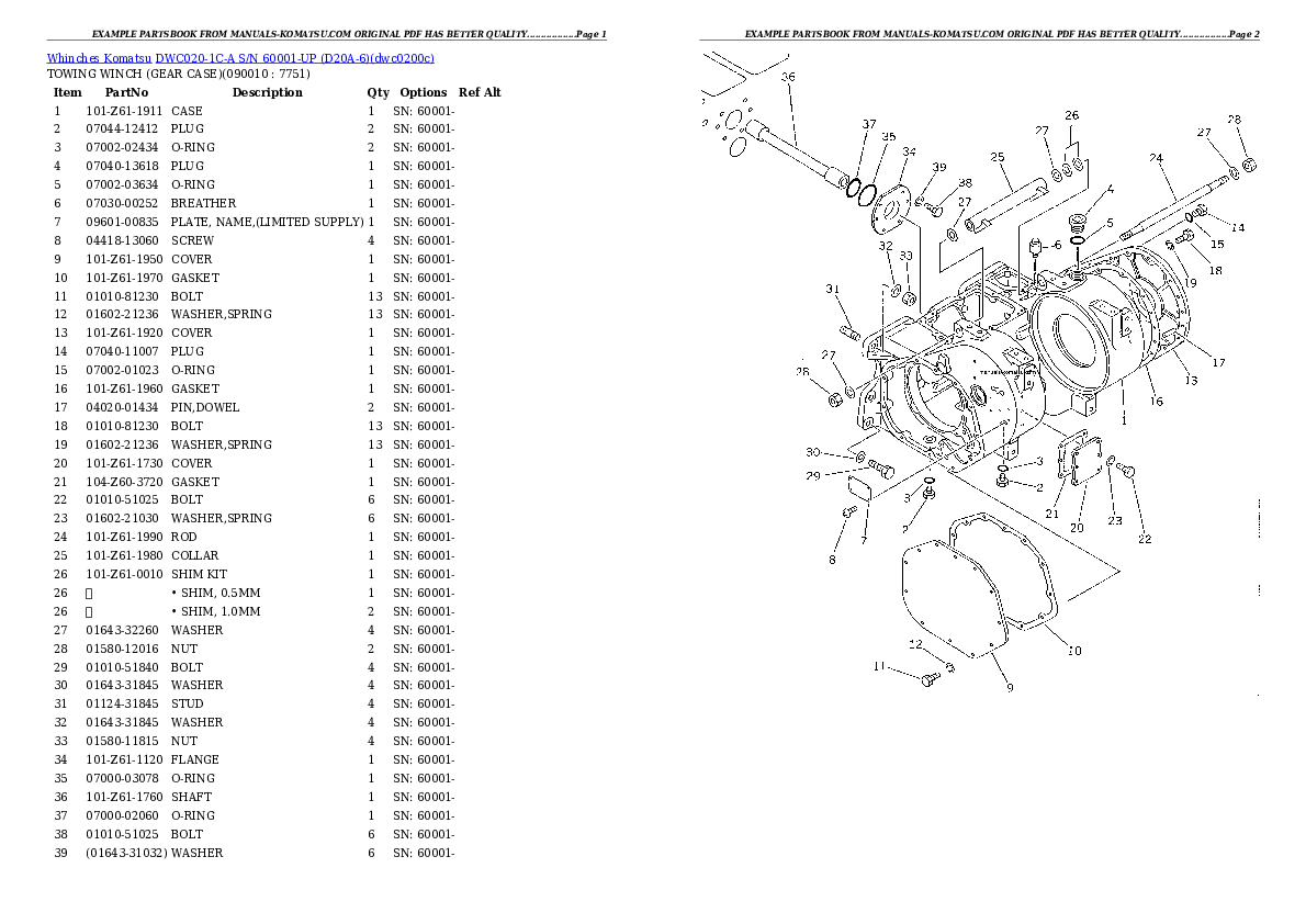 Protected: DWC020-1C-A S/N 60001-UP (D20A-6) Partsbook