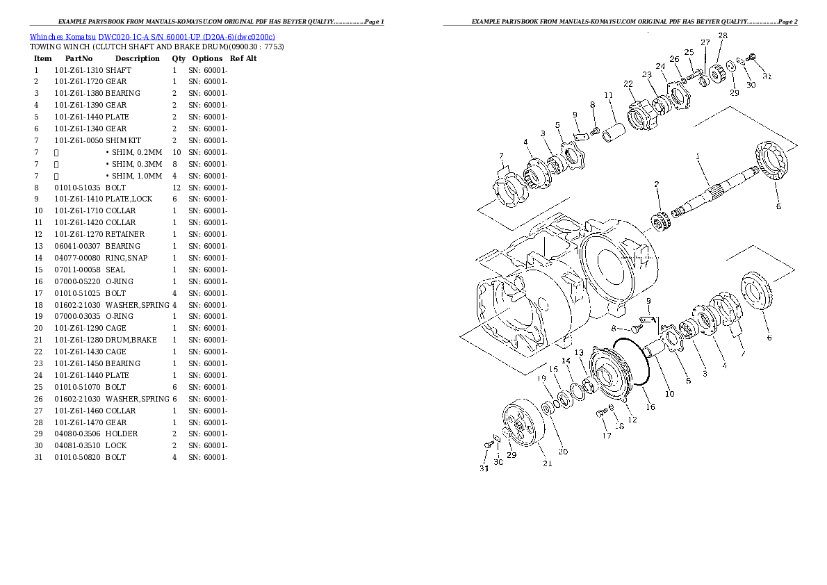 Protected: DWC020-1C-A S/N 60001-UP (D20A-6) Partsbook