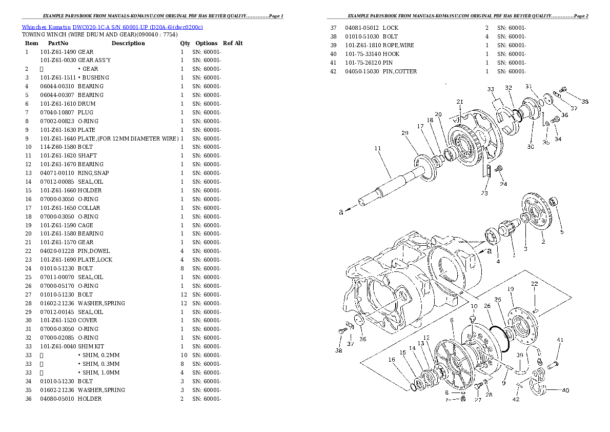 Protected: DWC020-1C-A S/N 60001-UP (D20A-6) Partsbook