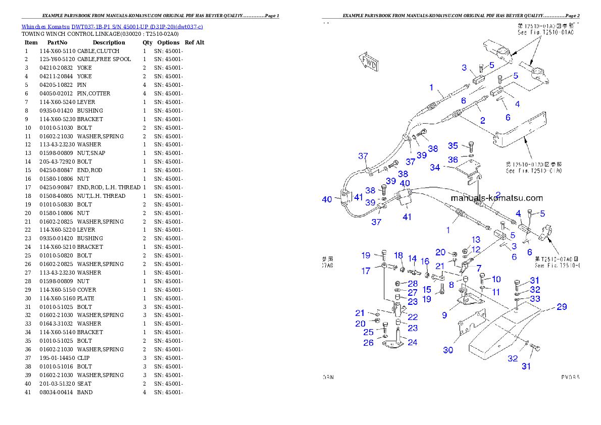 DWT037-1B-P1 S/N 45001-UP (D31P-20) Partsbook