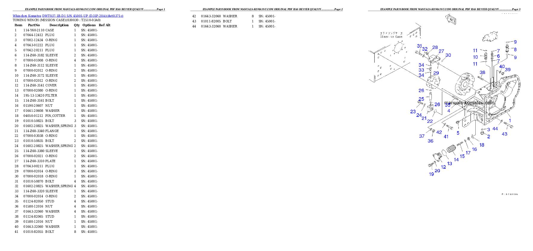 DWT037-1B-D1 S/N 45001-UP (D31P-20A) Partsbook