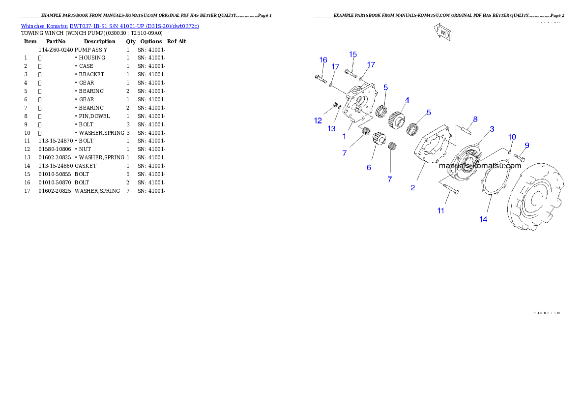 DWT037-1B-S1 S/N 41001-UP (D31S-20) Partsbook