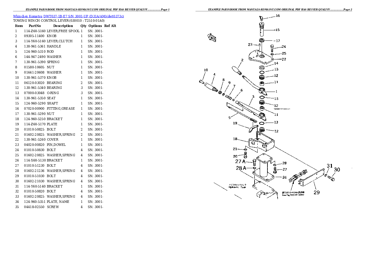 DWT037-1B-E7 S/N 3001-UP (D31A/AM) Partsbook