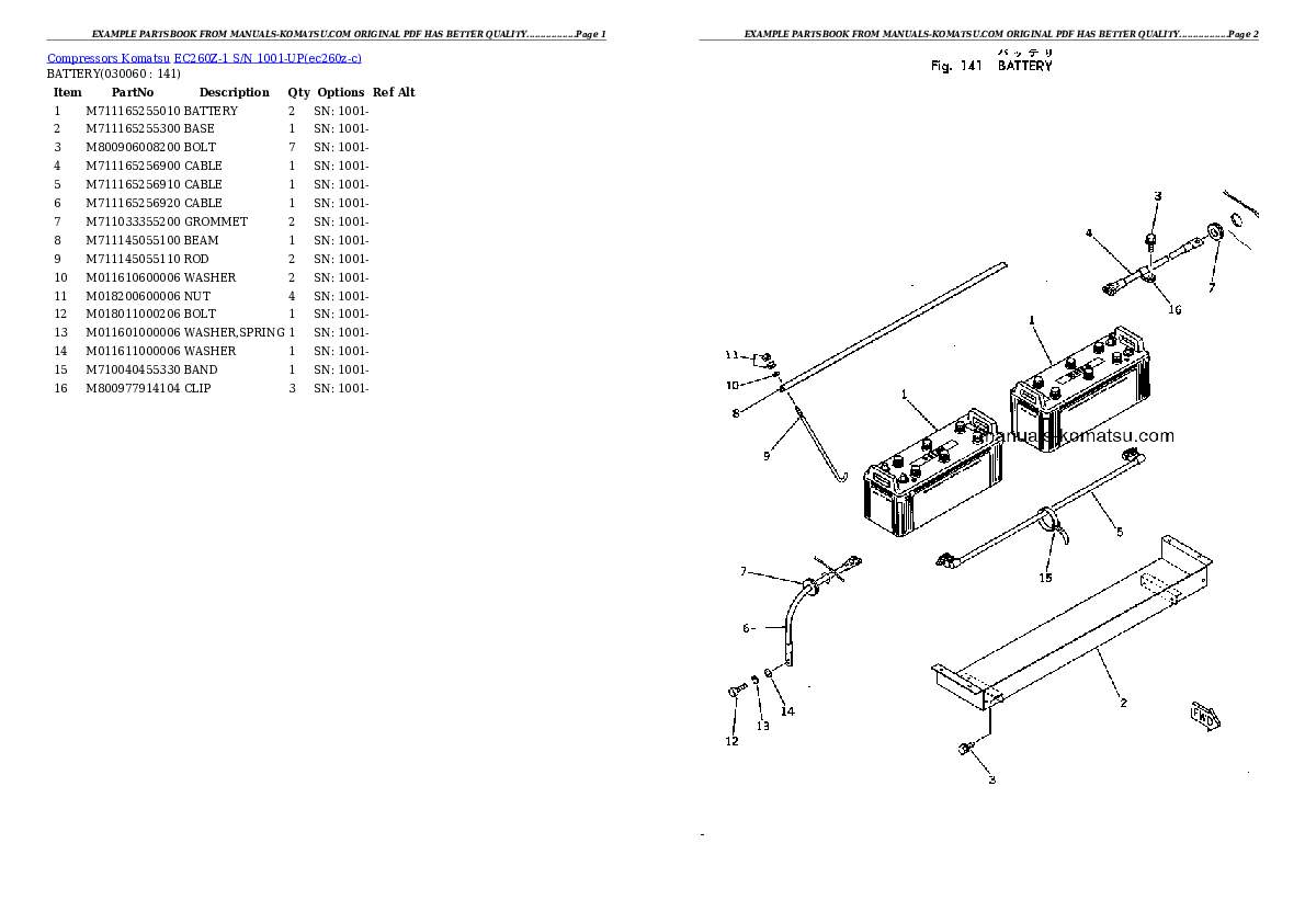 Protected: EC260Z-1 S/N 1001-UP Partsbook