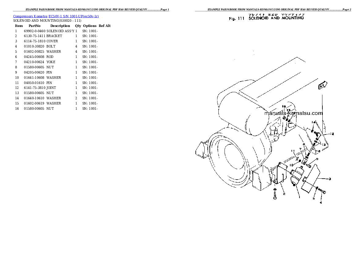 EC50V-1 S/N 1001-UP Partsbook