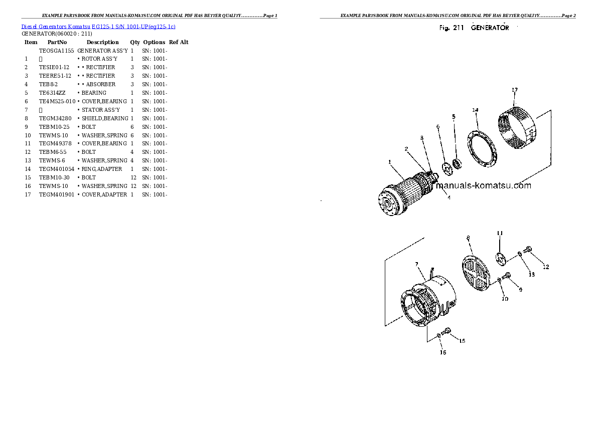 Protected: EG125-1 S/N 1001-UP Partsbook