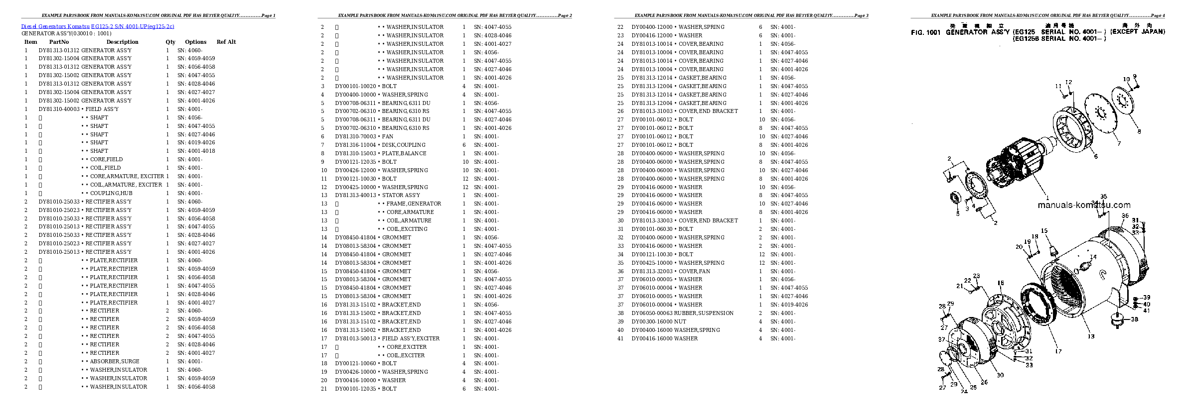 EG125-2 S/N 4001-UP Partsbook