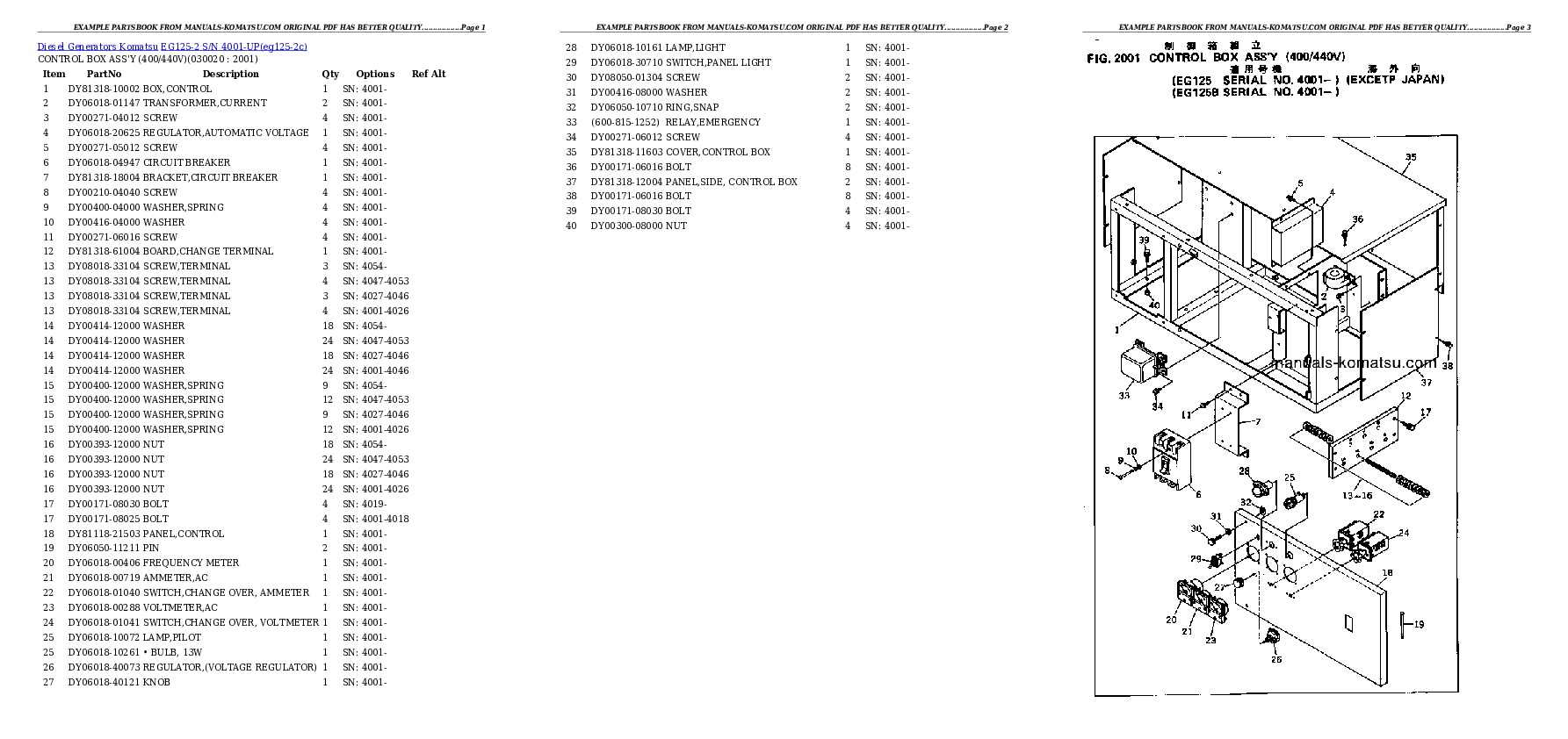 EG125-2 S/N 4001-UP Partsbook