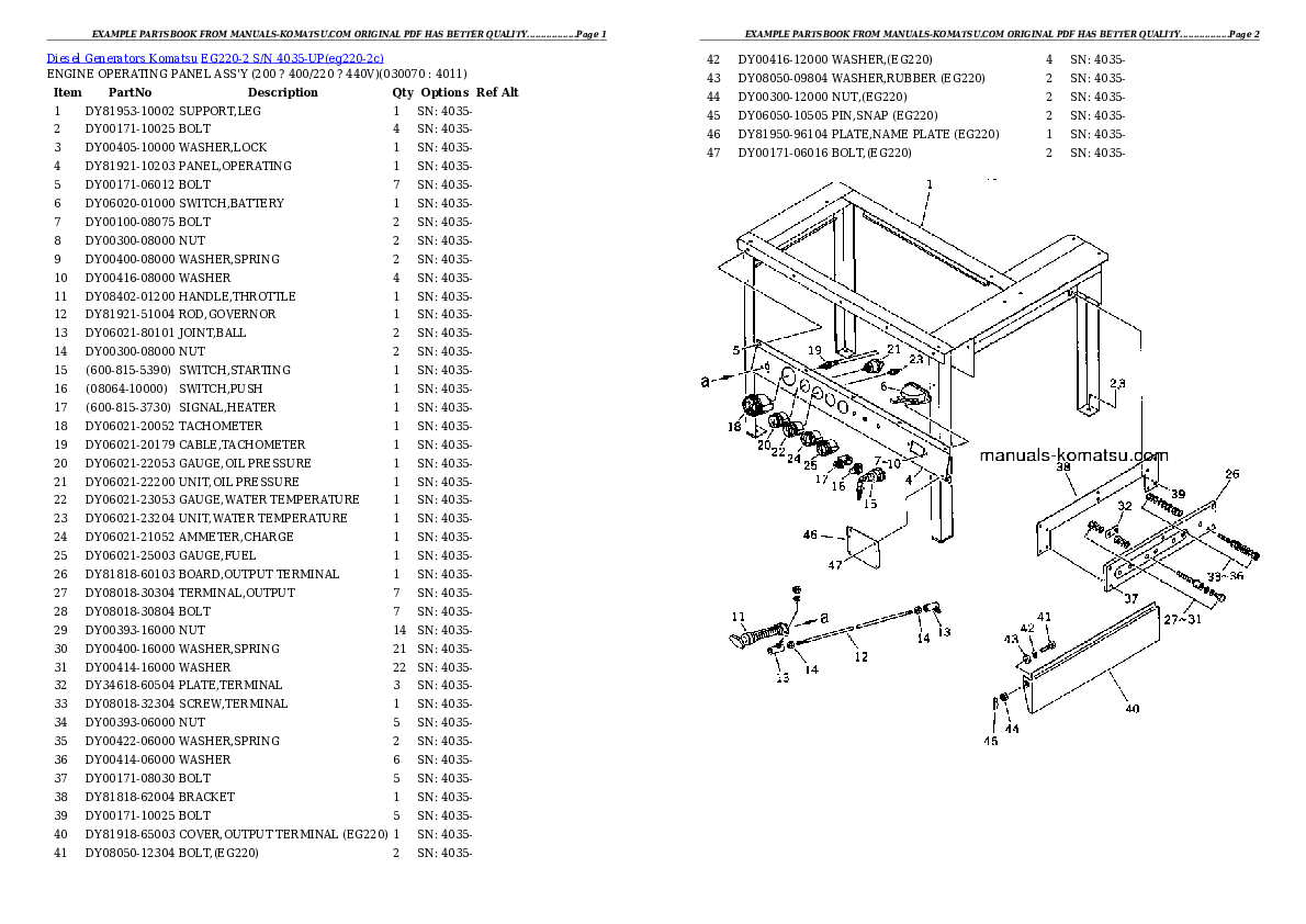 Protected: EG220-2 S/N 4035-UP Partsbook