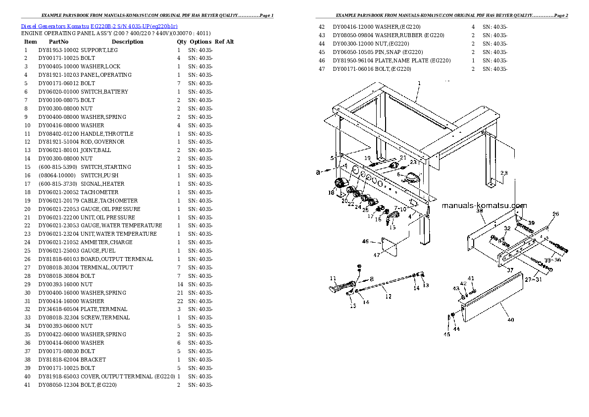 Protected: EG220B-2 S/N 4035-UP Partsbook