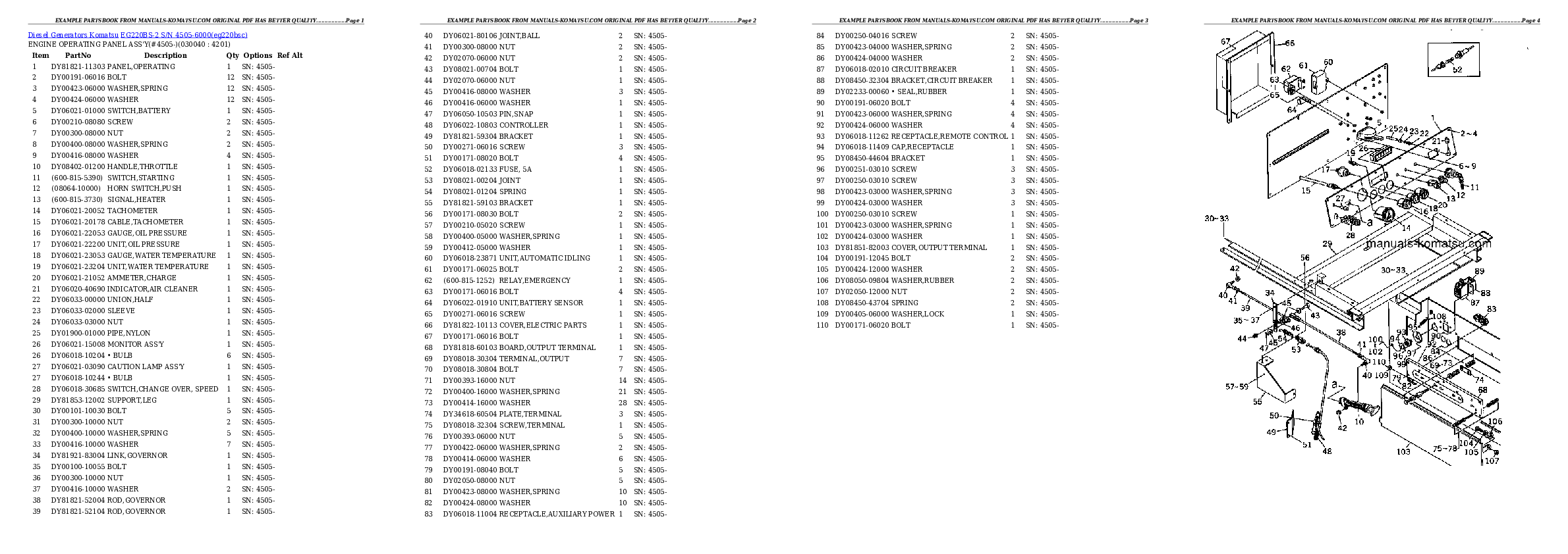 Protected: EG220BS-2 S/N 4505-6000 Partsbook