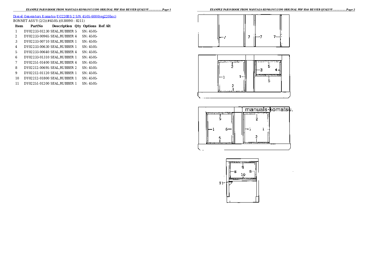 Protected: EG220BS-2 S/N 4505-6000 Partsbook