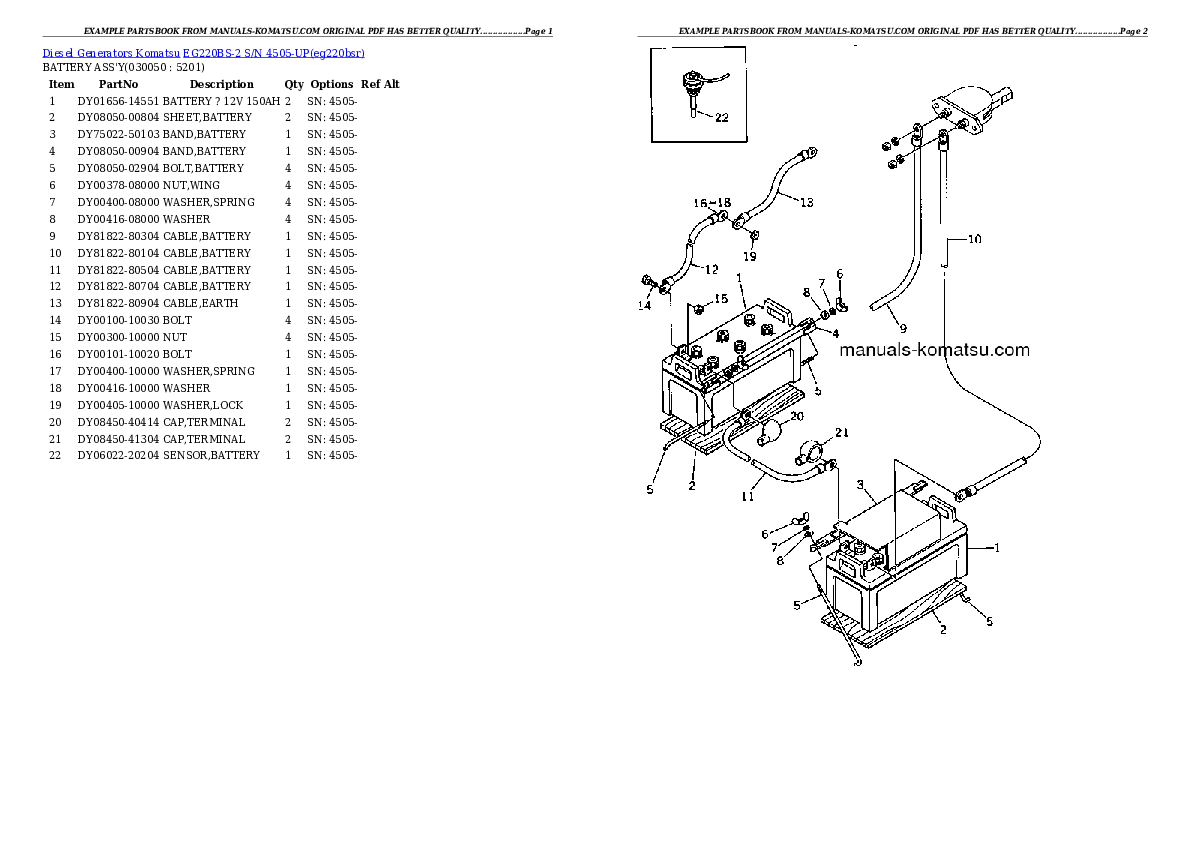 Protected: EG220BS-2 S/N 4505-UP Partsbook