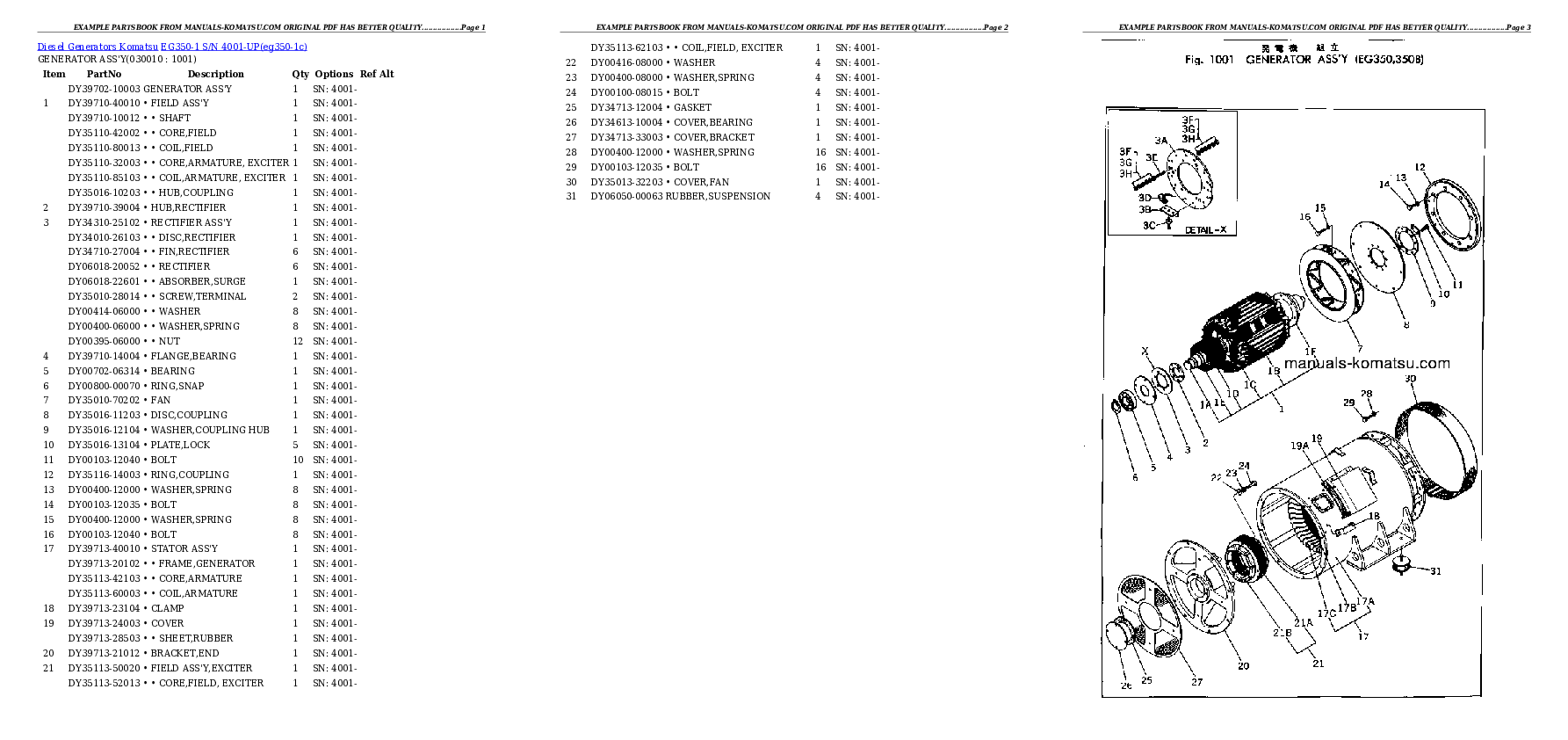 EG350-1 S/N 4001-UP Partsbook