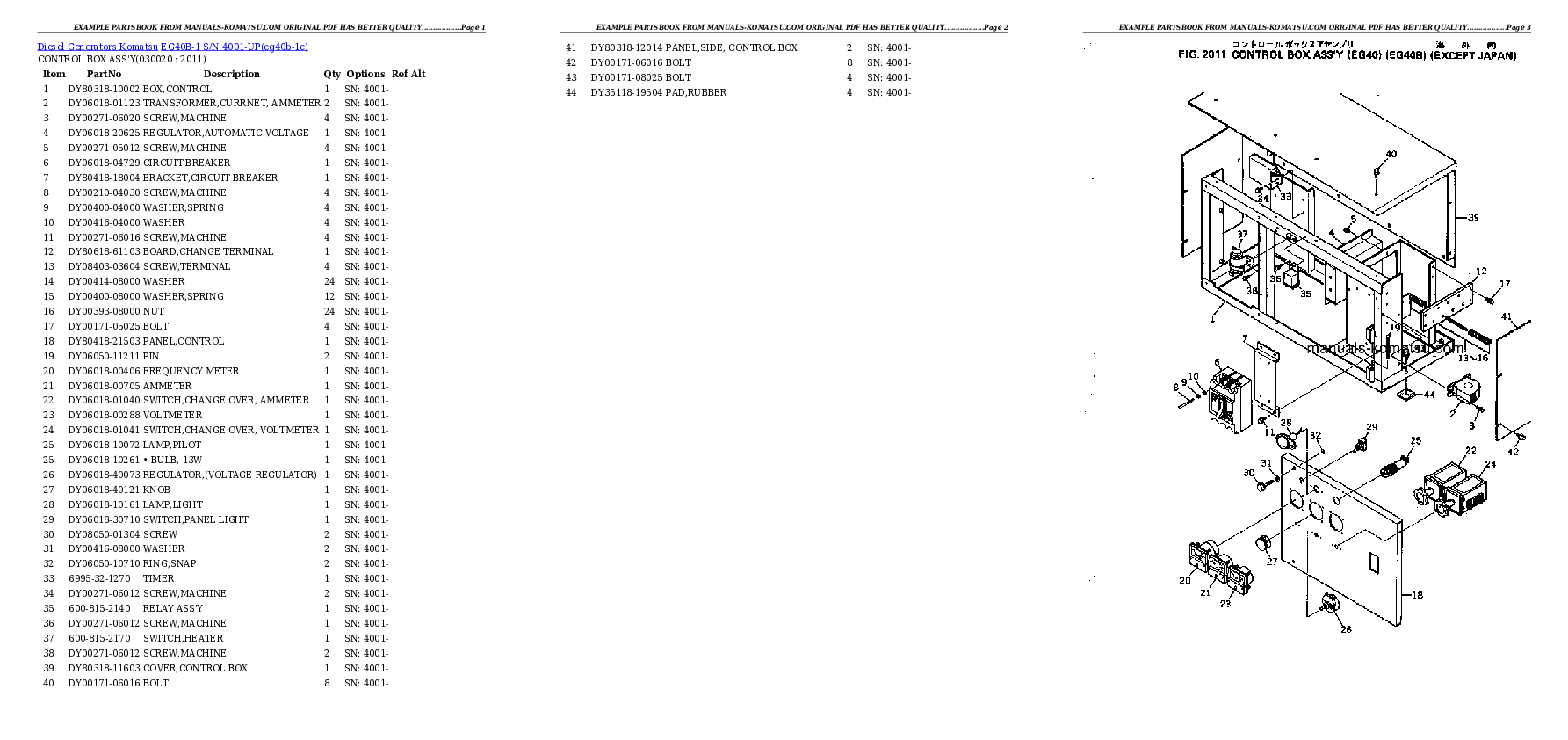 EG40B-1 S/N 4001-UP Partsbook