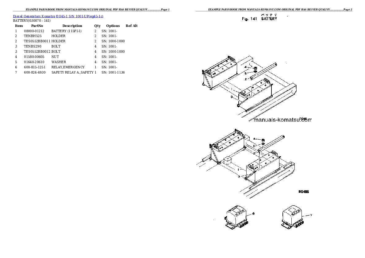 Protected: EG45-1 S/N 1001-UP Partsbook