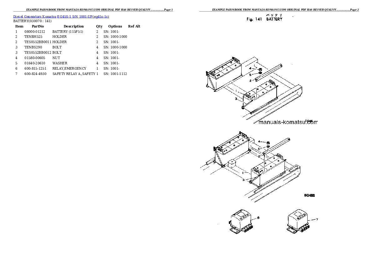 Protected: EG45S-1 S/N 1001-UP Partsbook