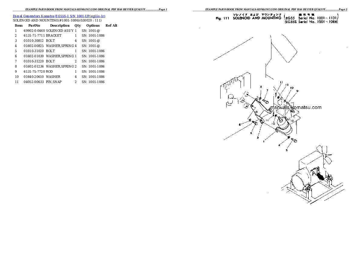 EG55S-1 S/N 1001-UP Partsbook
