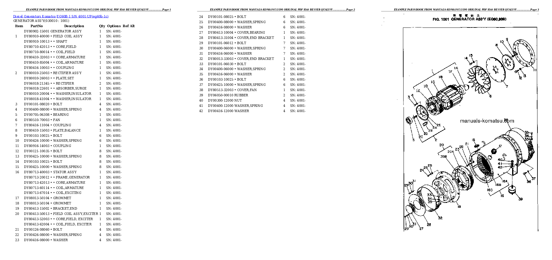 EG60B-1 S/N 4001-UP Partsbook