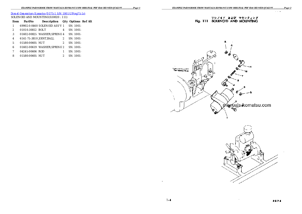 EG75-1 S/N 1001-UP Partsbook
