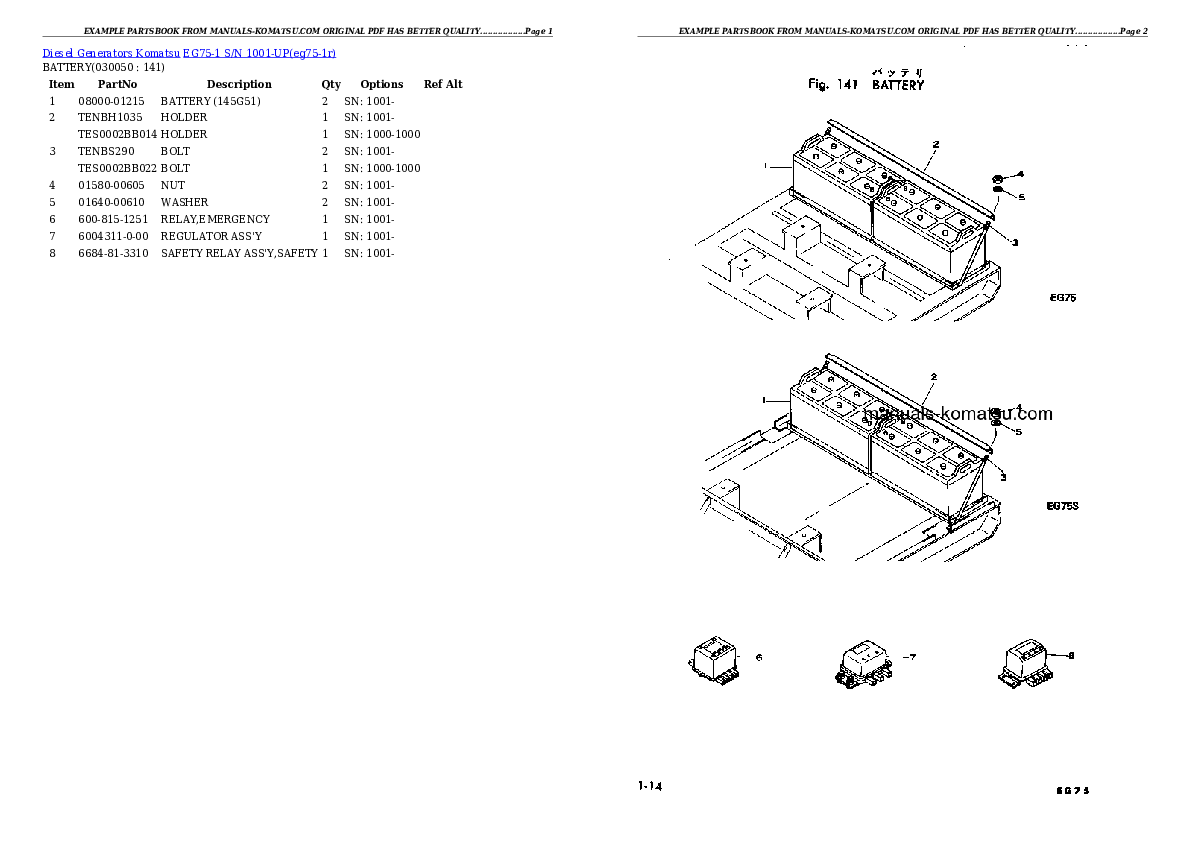 Protected: EG75-1 S/N 1001-UP Partsbook