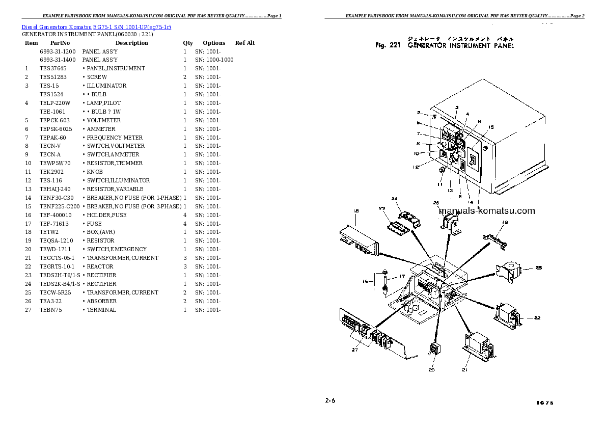Protected: EG75-1 S/N 1001-UP Partsbook