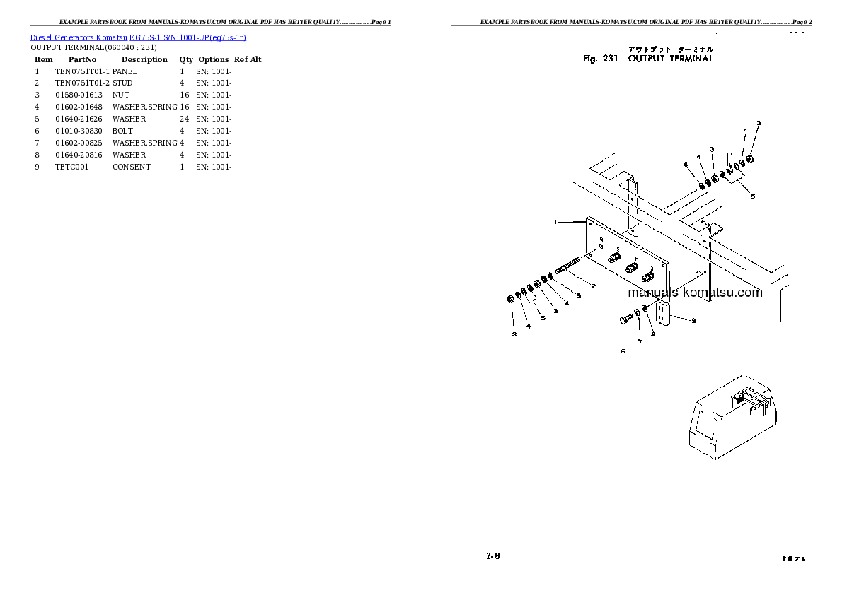 Protected: EG75S-1 S/N 1001-UP Partsbook