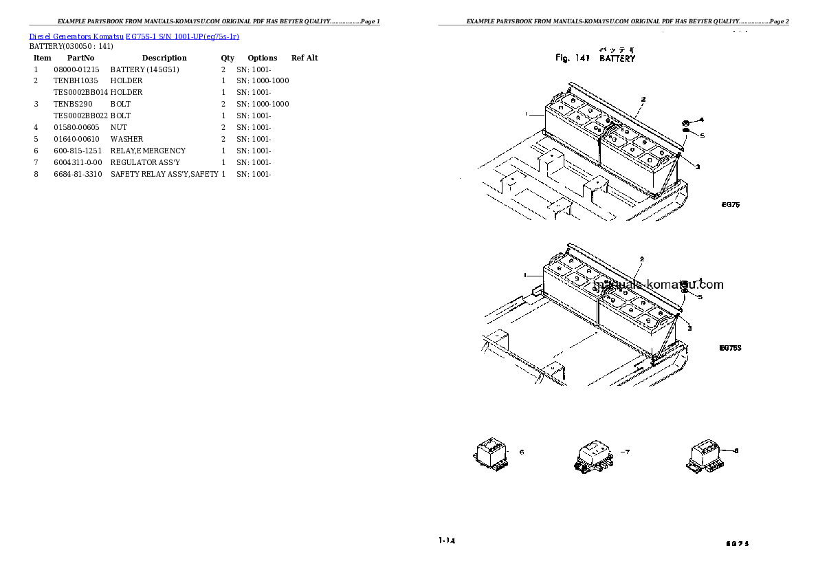 Protected: EG75S-1 S/N 1001-UP Partsbook