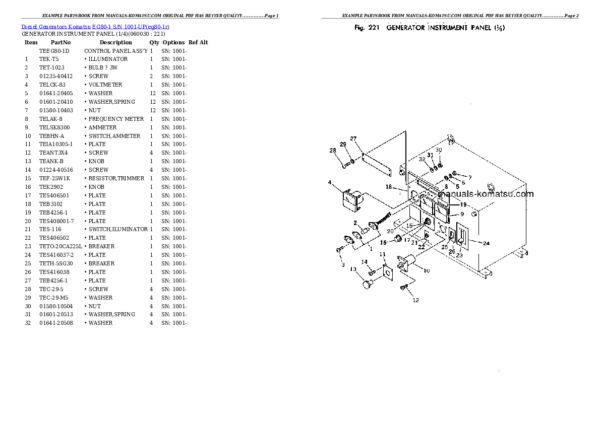 Protected: EG80-1 S/N 1001-UP Partsbook