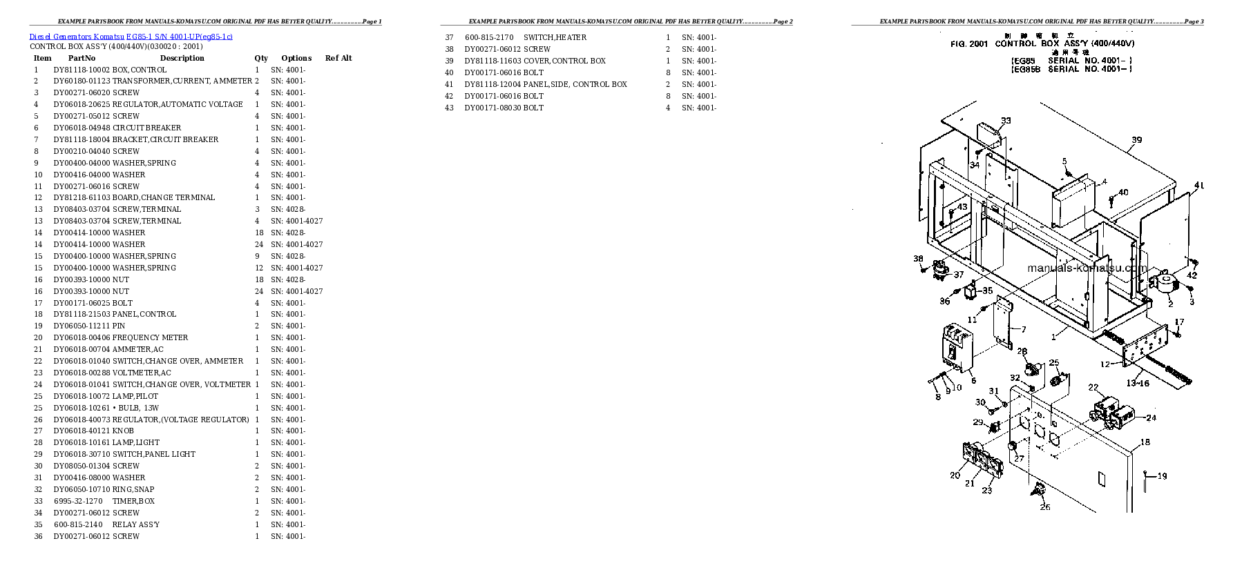 EG85-1 S/N 4001-UP Partsbook