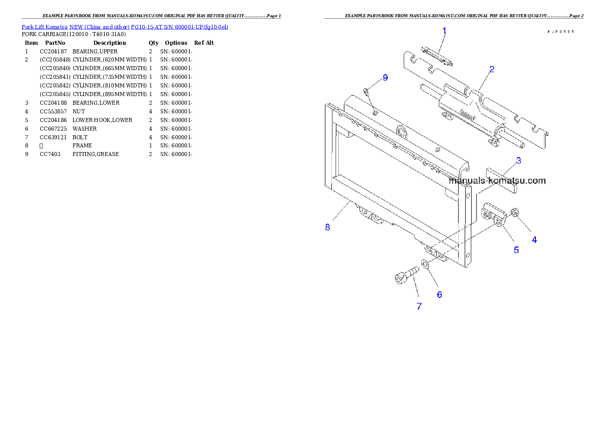 Protected: FG10-15-AT S/N 600001-UP Partsbook