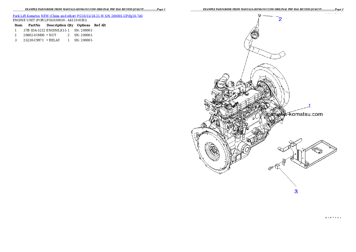 FG10/15/18-21-W S/N 200001-UP Partsbook