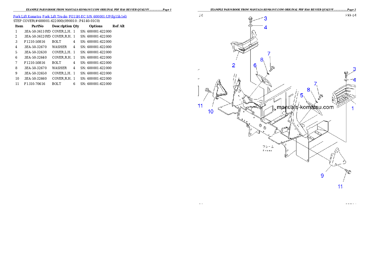 FG15H-EC S/N 600001-UP Partsbook